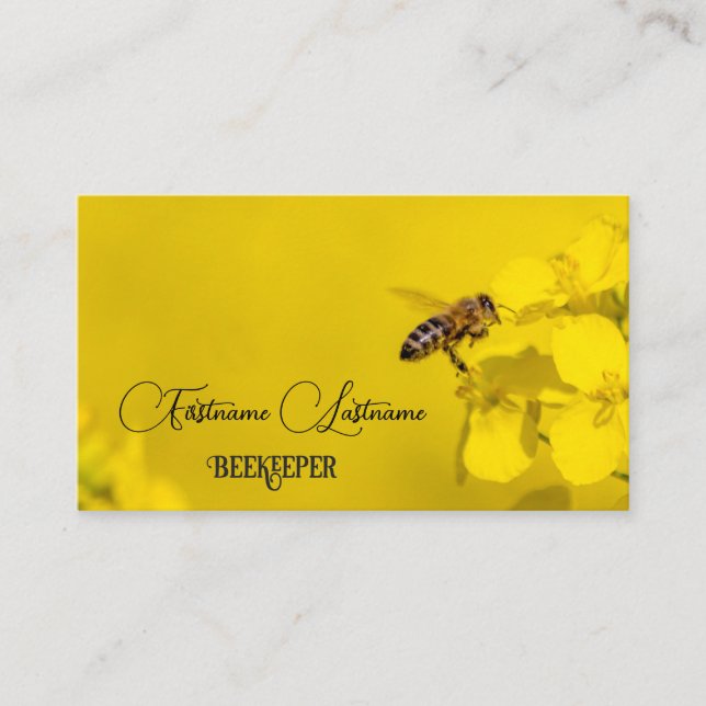 Beekeeper Honey Apiarist honey bee yellow flower Business Card (Front)