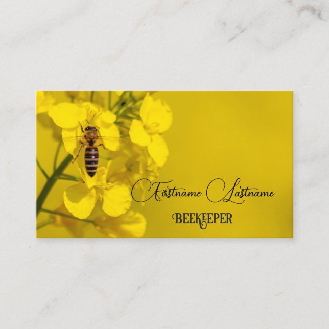 Beekeeper Honey Apiarist honey bee yellow flower Business Card (Front)