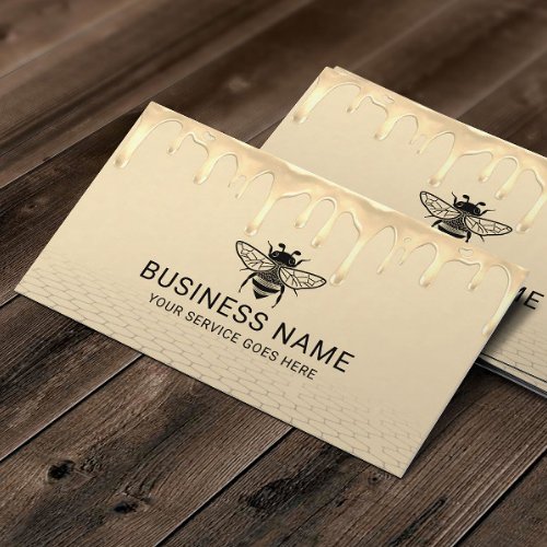 Beekeeper Honey Bee Apiary Modern Gold Drips Farm Business Card