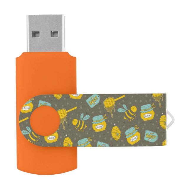 Beekeeper Honey Dipper Pattern USB Flash Drive (Opened)