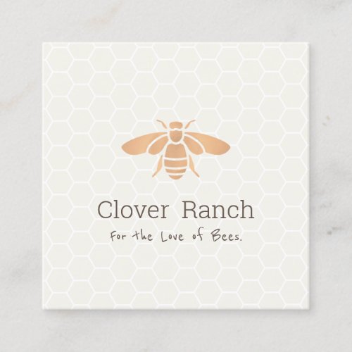 Beekeeper Honeybee Logo Honeycomb Square Business Card