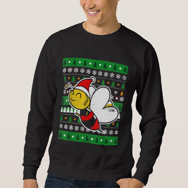 Beekeeper Honeybee Ugly Christmas Bee Sweatshirt (Front)
