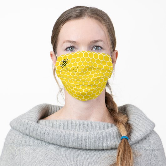 Beekeeper Honeycomb With Bee Adult Cloth Face Mask (Worn)