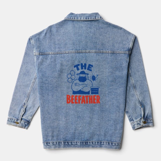 Beekeeper Humor The Bee Father Denim Jacket (Back)