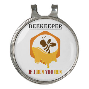 Beekeeper – If I run, you run – Bee – Beekeeping Golf Hat Clip