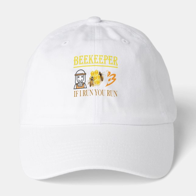 Beekeeper – If I run, you run – Bee – Beekeeping  Hat (Front)
