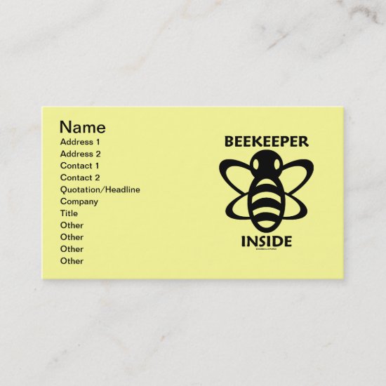 Beekeeper Inside (Black White Bee Drawing) Business Card