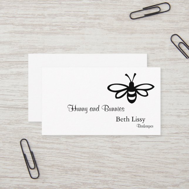 Beekeeper Line Art Bee Business Card (Front/Back In Situ)