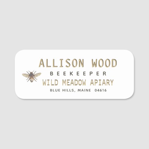 BEEKEEPER NAME TAG with Honeybee