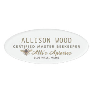 BEEKEEPER NAME TAG with Honeybee