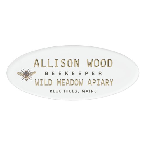 BEEKEEPER NAME TAG with Honeybee