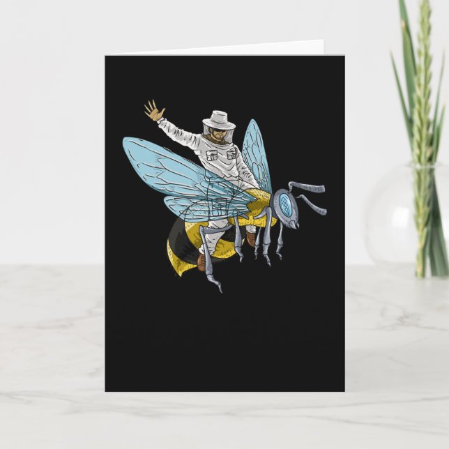 Beekeeper On Honeybee bee keeper Funny Card (Front)