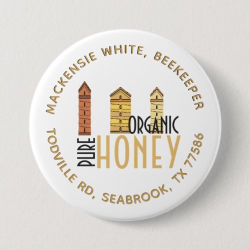 Beekeeper Organic Honey and  Hives Metal Button