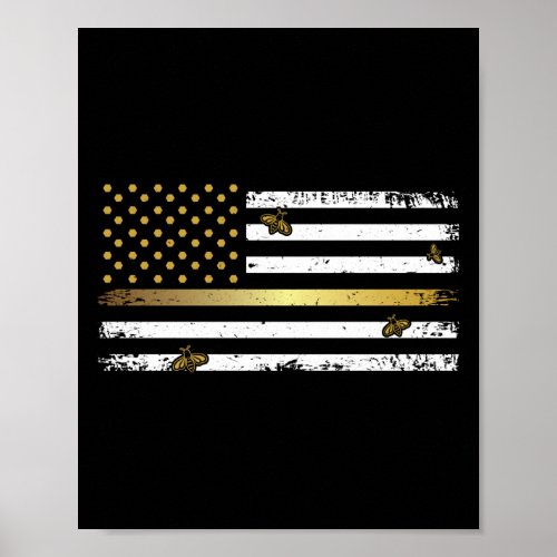Beekeeper Patriotic American Flag Honeycomb Poster