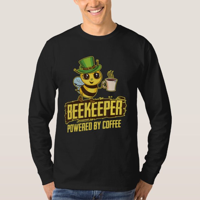 Beekeeper Powered Coffee St Patrick Bee Beekeeping T-Shirt (Front)