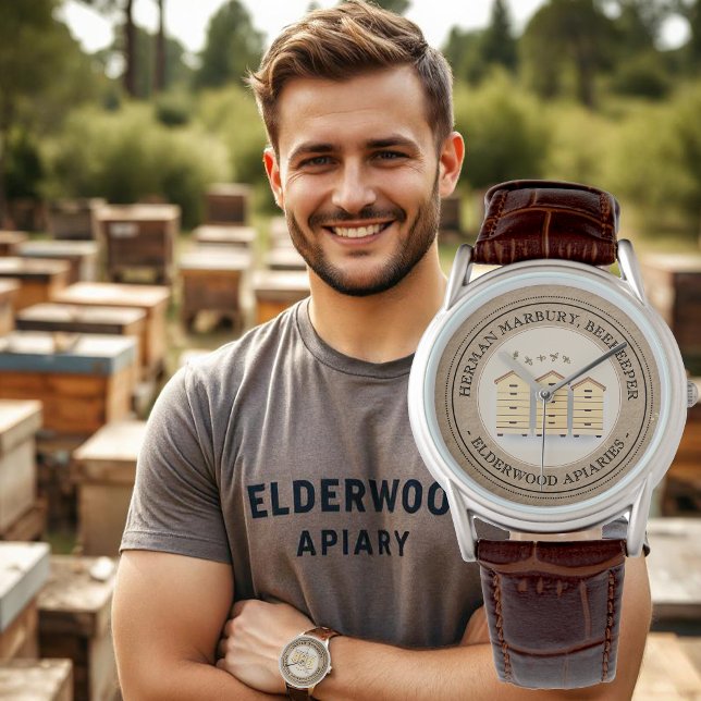 Beekeeper’s Custom Watch with 3 Beehives on Kraft (Creator Uploaded)