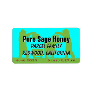 Beekeeper Silhouette Blue Personalized Honey Jar Label