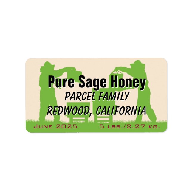 Beekeeper Silhouette Gold Custom Honey Jar Label (Front)