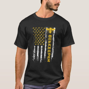 Beekeeper USA Flag Funny Honeybee Beekeeping Bee P T-Shirt