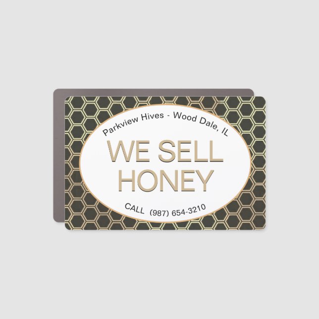 Beekeeper We Sell Honey Car Magnet Honeycomb (Front)