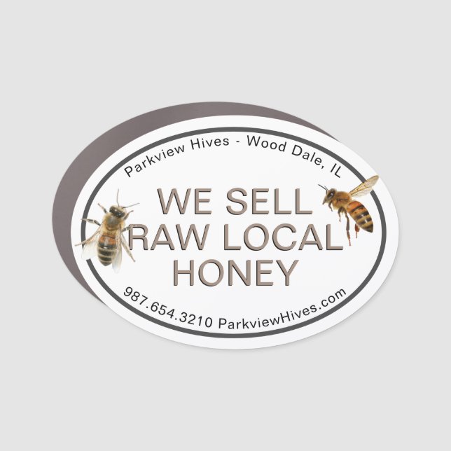 Beekeeper We Sell Honey Car Magnet Realistic Bees (Front)