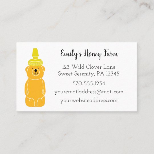 Beekeepers Apiary Bear Shaped Honey Bottle Business Card | Zazzle.com