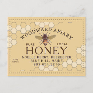Beekeeper's Apiary Honeycomb Honeybee Yellow Postcard