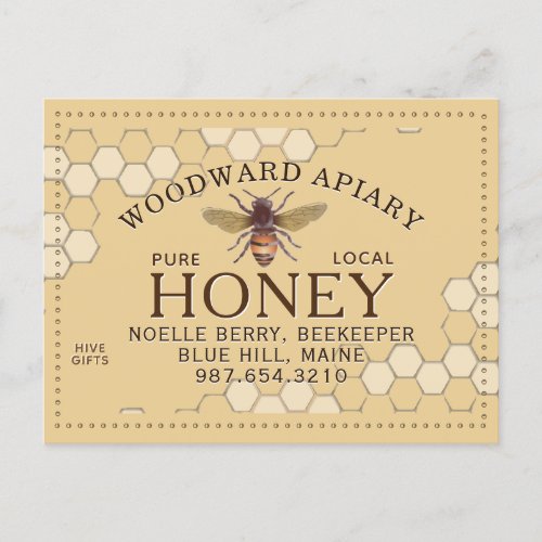 Beekeepers Apiary Honeycomb Honeybee Yellow  Postcard
