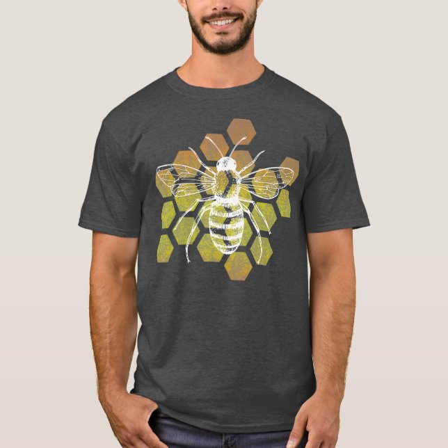 Beekeepers distressed honeycomb retro design T-Shirt (Front)