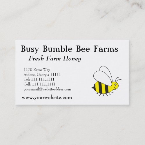 Beekeepers Farm Honey Bumble Bee Business Card