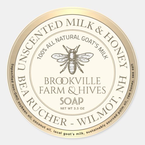 Beekeepers Honey  Milk Soap  Classic Round Sticker