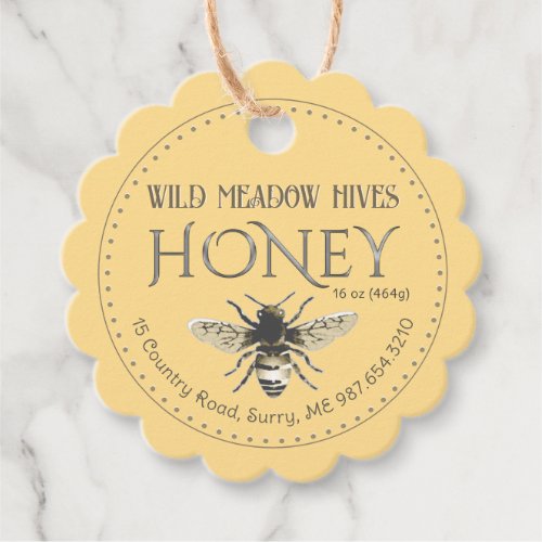 Beekeepers Metallic Gold Text Honey Tag with Bee