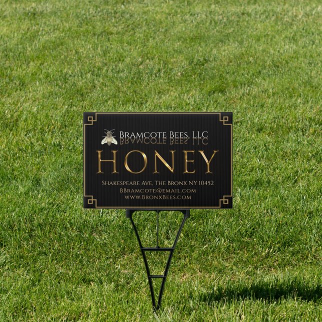 Beekeeper's Yard Sign Honey Promotion Black Gold (Insitu)