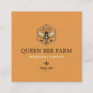 Beekeeping Apiary Honey Logo Design Square Business Card
