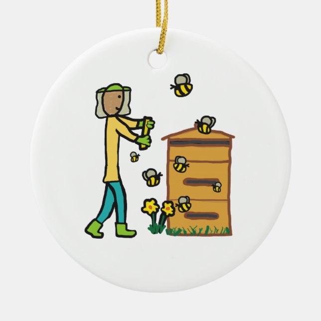 Beekeeping Ceramic Ornament (Front)
