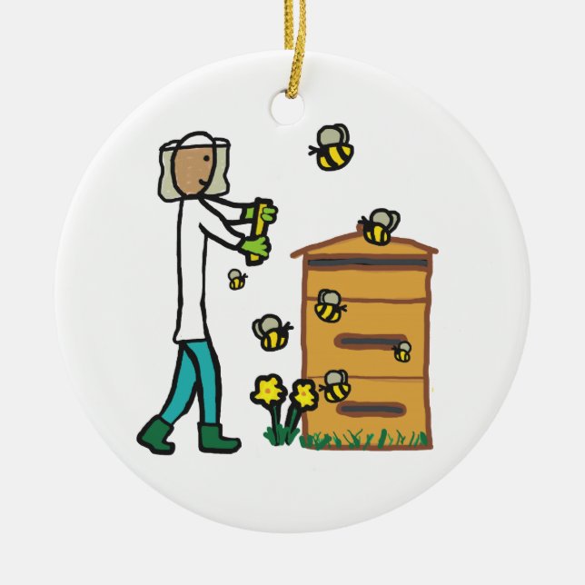 Beekeeping Ceramic Ornament (Front)
