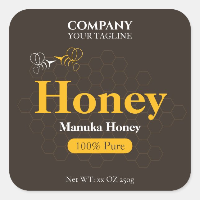Beekeeping Editable Honey Jar Label Sticker (Front)