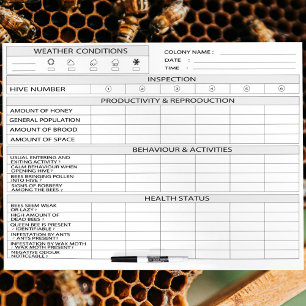 beekeeping log - Honey Bee Farming Tracker Dry Erase Board