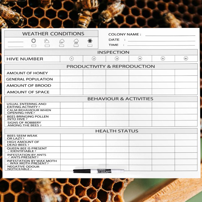 beekeeping log - Honey Bee Farming Tracker Dry Erase Board (Creator Uploaded)