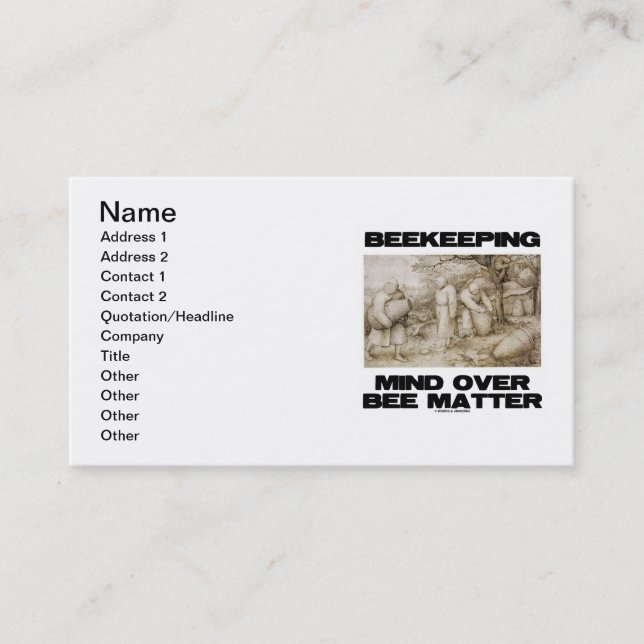Beekeeping Mind Over Bee Matter (Beehives) Business Card (Front)