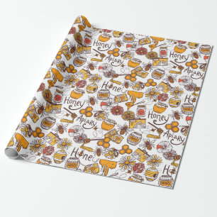 Beekeeping pattern wrapping paper