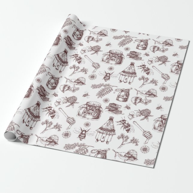 Beekeeping pattern wrapping paper (Unrolled)
