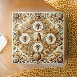 Beekeeping Stamps Ukraine Apiculture Vintage  Cera Ceramic Tile<br><div class="desc">Beekeeping Stamps Ukraine Apiculture Vintage Cera ceramic tile
It showcases intricate patterns of bees,  beehives,  and floral motifs in warm,  earthy tones to evoke a charming,  old-world feel. 

"bumblebee"
"honeycomb"
"apiculture"
"pretty floral motifs"
"black and yellow honeybees"
"gold and green"
"honeybee pattern"
"honeybee in nature"
"beekeeping beehive"</div>