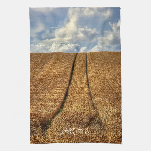 Been and Gone wheat field with Tractor Tracks Towel (Vertical)