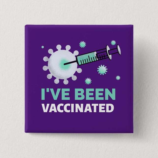 Been Vaccinated Covid Teal Purple Button (Front)