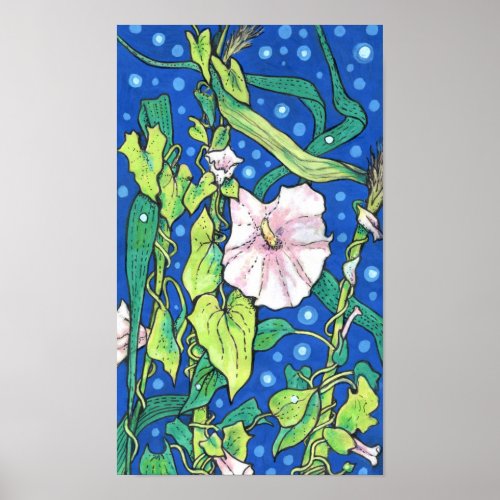 Beendweed Reed Summer Wildflowers Floral Painting  Poster