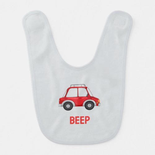 Beep Beep Little Red Car Baby Bib