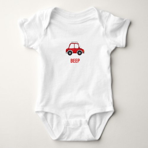 Beep Beep Little Red Car Baby Bodysuit
