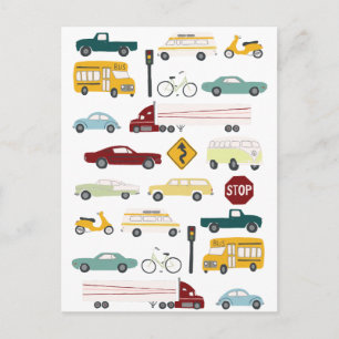 Beep Beep Stuck in Traffic Pattern Postcard
