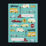 Beep Beep Stuck in Traffic Pattern Postcard<br><div class="desc">Colorful cars,  trucks and vans dance across this card. Take a look at my shop for more!</div>